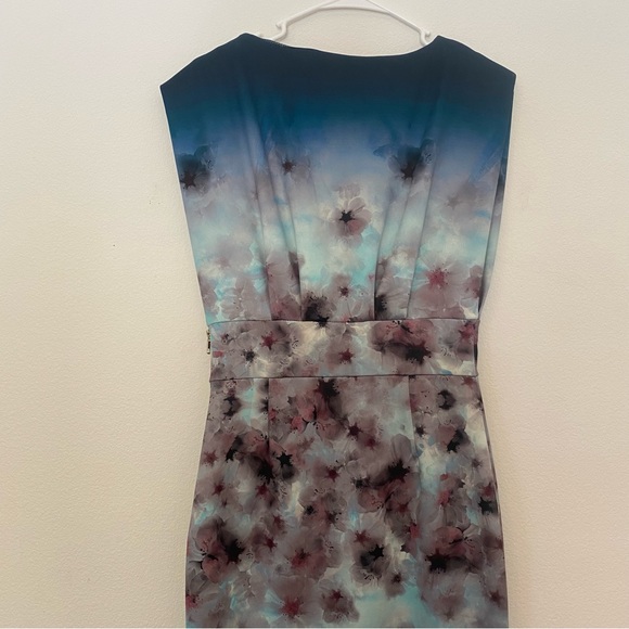 NWOT ASOS size 6 MIDI dress with asymmetrical hemline with watercolor effect - Picture 10 of 16
